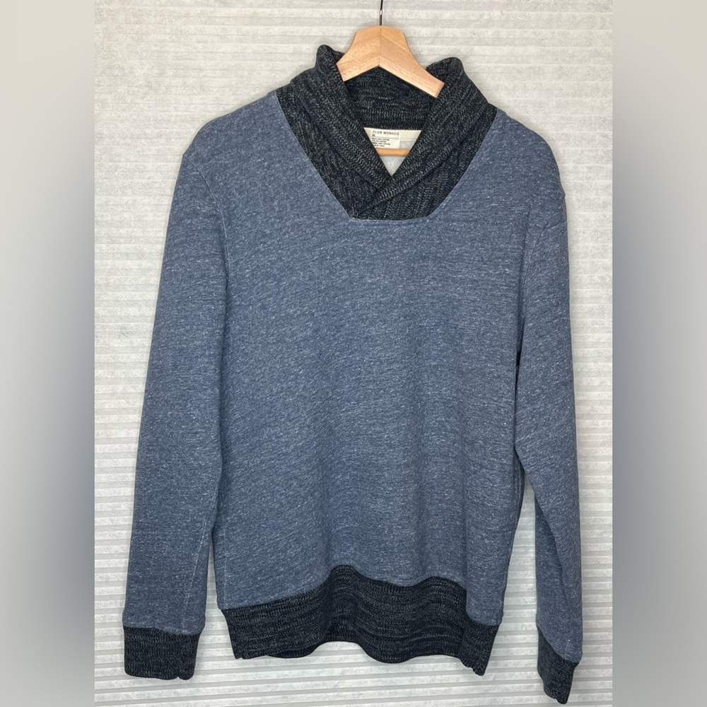 Club Monaco Women’s Mock Neck oversized pullover long sleeve Blue sweater Medium